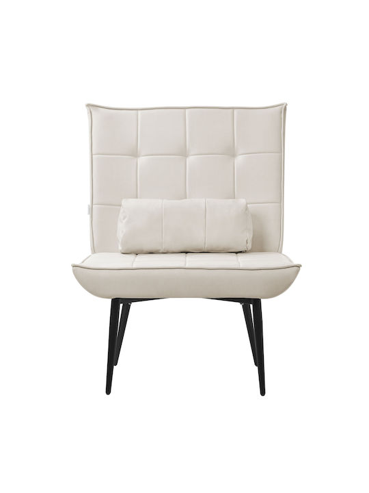 Comfortable Armchair Cream Cushion PU Leather Cover Metal Legs ML Design