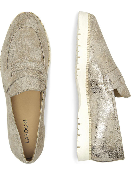 Damen Mokassins in Gold Farbe