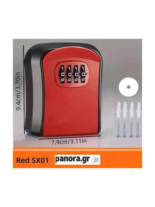 Panora Wall-Mounted Plastic Combination Key Holder with Combination Dial 7.4x4x9.4cm
