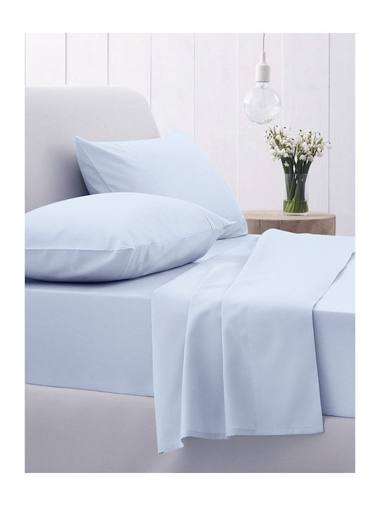 Sunshine Σεντόνι King Size με Λάστιχο 180x200+30εκ. Cotton Feelings Light Blue