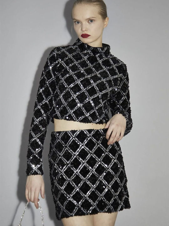 Women's Crop Top Black, Silver