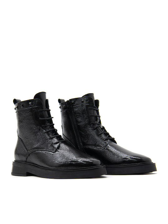 Stiefeletten Damen aus Lackleder Schwarz