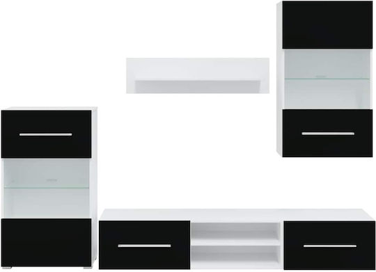 Living Room TV Unit with Lighting Matte Black
