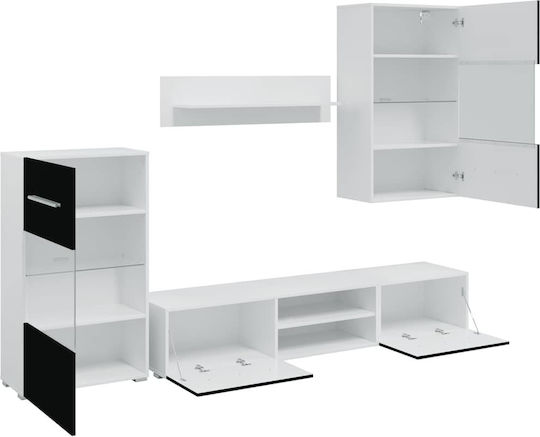 Living Room TV Unit with Lighting Matte Black