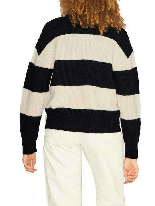 Jack & Jones Women's Long Sleeve Sweater Striped Black/ecru