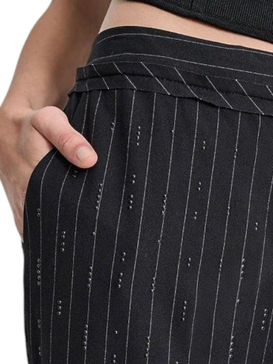 Damen Stoff Hose Gestreift Blw
