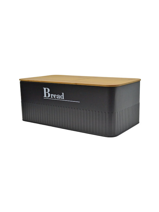 Ankor Bread Box with Lid Metallic Black 33x18x13cm