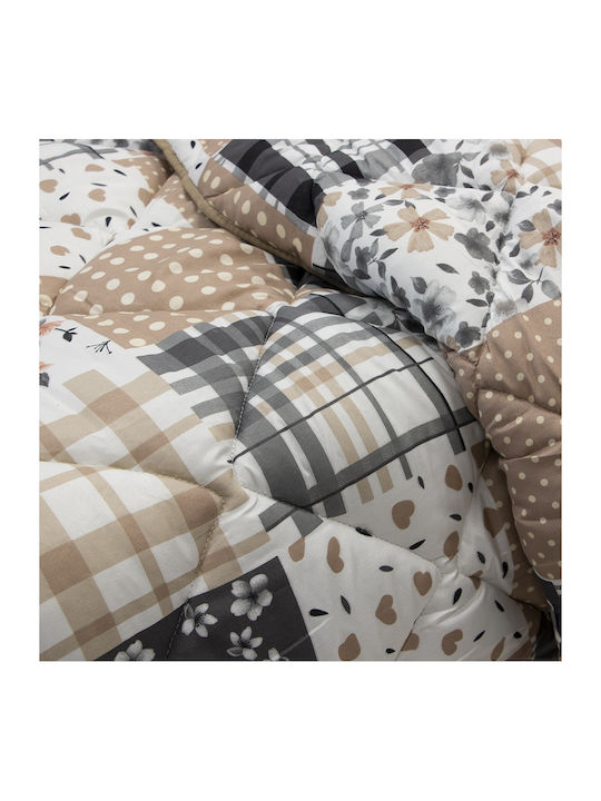 Lino Home Пухено Куинсайз 220x240бр Geranio Сив 350 г/м²Gsm
