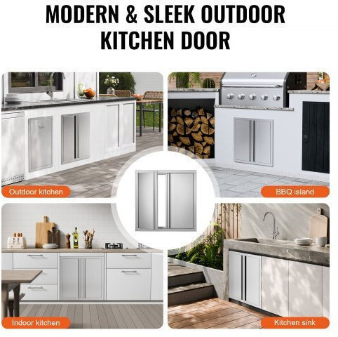 Vevor BBQ Door 610x610mm Stainless Steel Double Outdoor Kitchen Door Smabscjmys24y71ubv0
