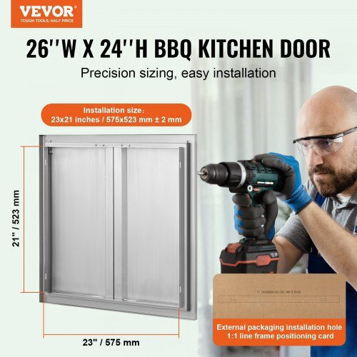 Πόρτα Bbq Vevor 660x610mm Ανοξείδωτη Διπλή Εξωτερική Πόρτα Κουζίνας Smabscjmys26r8yitv0