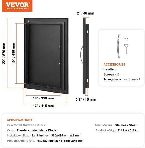 Vevor BBQ Door 415x570 mm Outdoor Kitchen Dmmbscjm16x2hchidv0