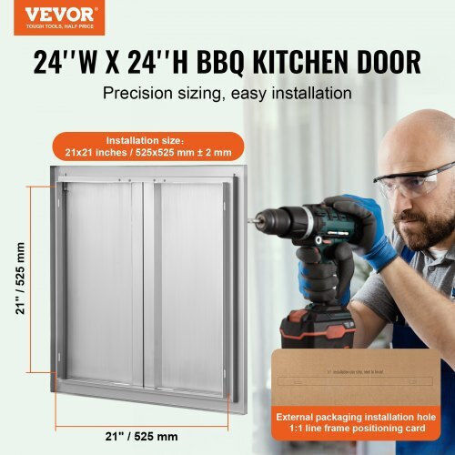 Vevor BBQ Door 610x610mm Stainless Steel Double Outdoor Kitchen Door Smabscjmys24y71ubv0