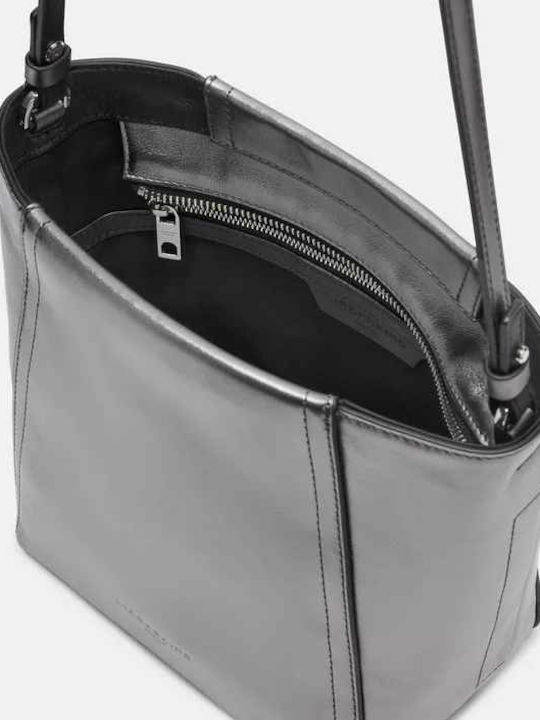 Leder Damentasche Schultertasche Silber