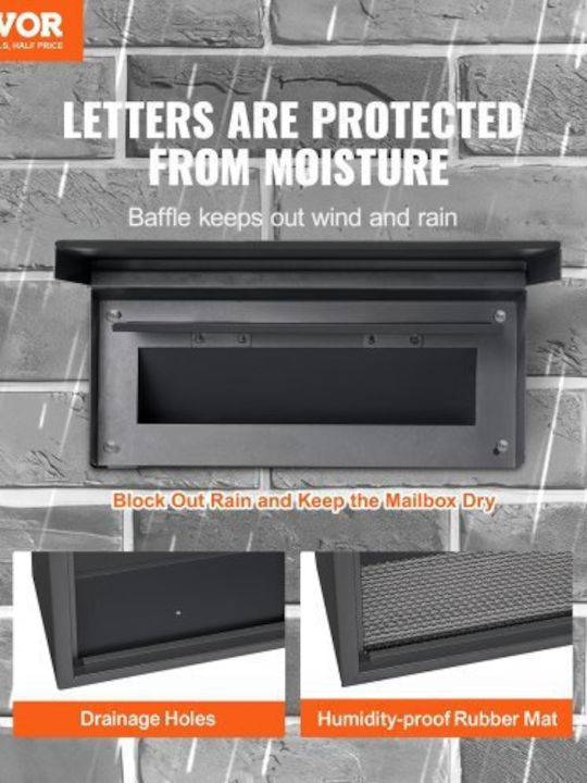 Vevor Outdoor Mailbox Metallic in Black Color 31.75x16.002x42.926cm