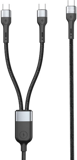 Detech De-50cc 2 1 Typ-C zu Typ-C Ladekabel 1,0m Schwarz 40515