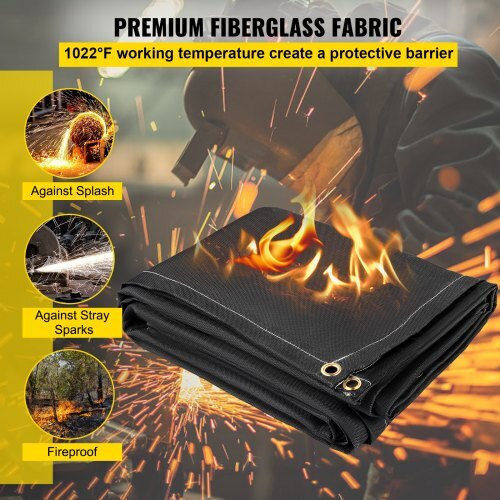 Vevor Fire Blankets Set of 2 8' X 10' Heat Resistant Up to 1022°F Black 12 Brass Grommets Hthsjbdd8x1026zrcv0