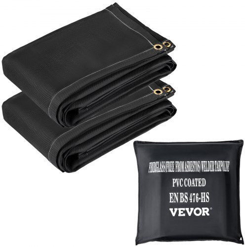 Vevor Fire Blankets Set of 2 8' X 10' Heat Resistant Up to 1022°F Black 12 Brass Grommets Hthsjbdd8x1026zrcv0