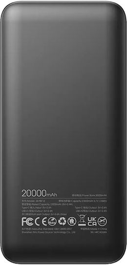 Joyroom JR-PBF14 Power Bank 20000mAh with 2 USB-A Ports and USB-C Port Black