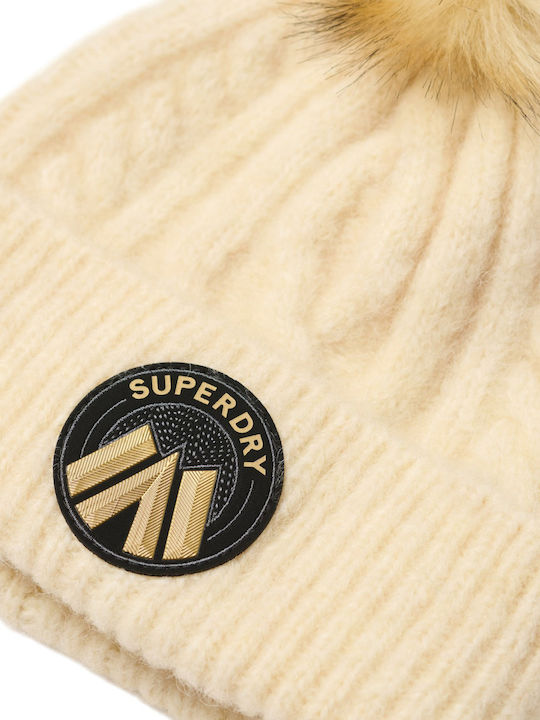 Cable Luxe Knit Beanie Γυναικείος Σκούφος Πλεκτός σε Εκρού χρώμα