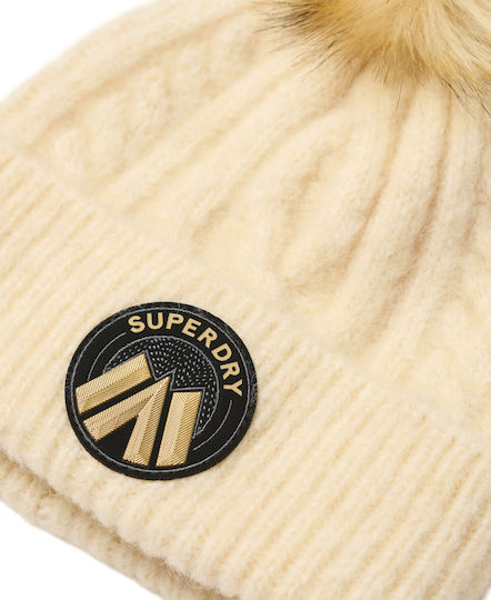 Cable Luxe Knit Beanie Γυναικείος Σκούφος Πλεκτός σε Εκρού χρώμα
