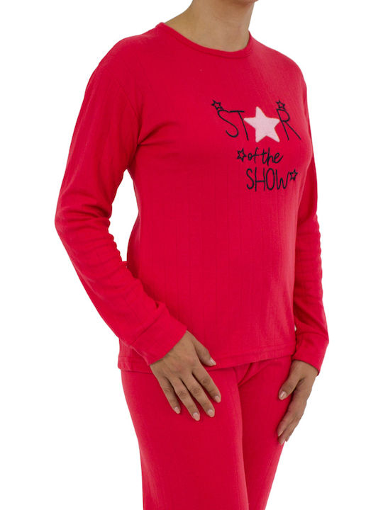 Fawn Winter Damen Pyjama-Set red