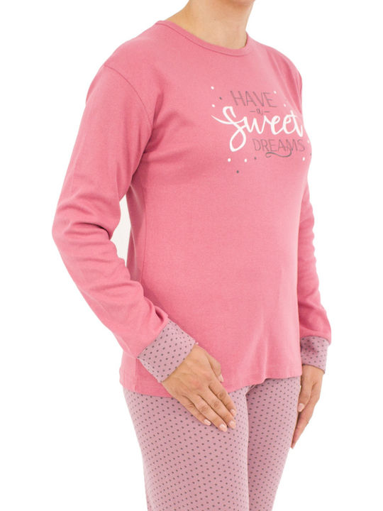 Fawn Winter Damen Pyjama-Set Rosa