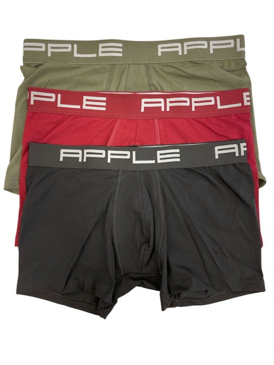 Apple Boxer Men's Boxers 3Pack Black, Burgundy, Khaki