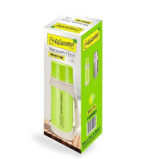 Maestro Μπουκάλι Θερμός Ανοξείδωτο / Πλαστικό 1.5lt Πράσινο με Λαβή