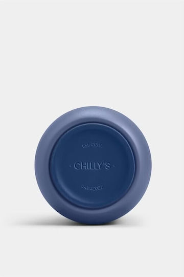 Chilly's Series 2 Switch Glass Thermos Bottle Stainless Steel BPA Free 500ml Whale Blue With Straw
