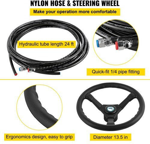 Vevor Hydraulic Steering Kit Boats 300hp Yydjhk6400a-3tj24v0