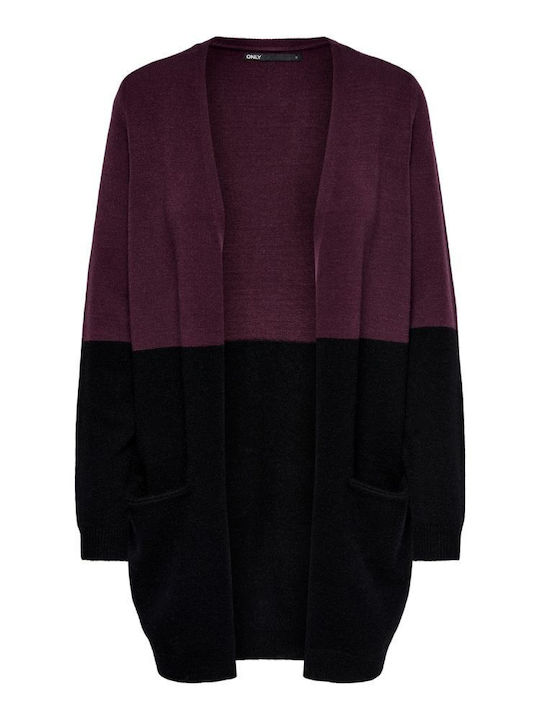 Only Long Women's Knitted Cardigan Burgundy