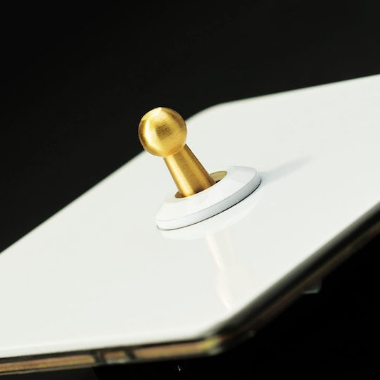 Retroswitch Elite Matte Metal Wall Switch Luxury Switch Matte White Finish with Golden Details 1 Gang 2 Way