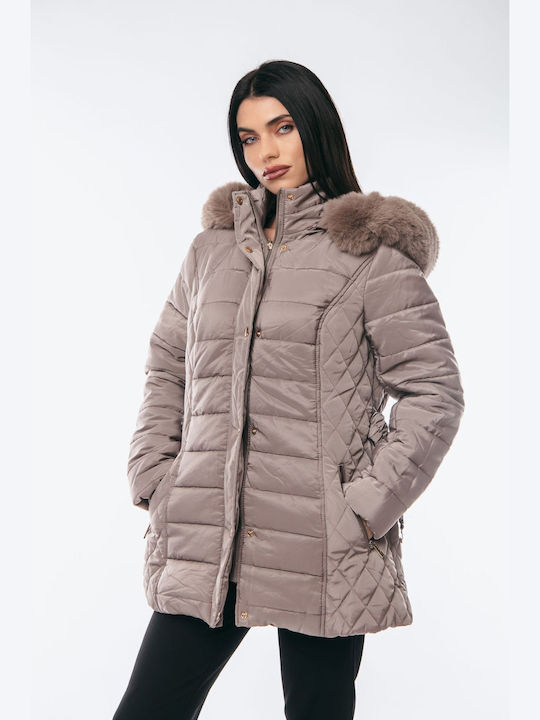 Dress Up Scurtă Jachetă de femei Puffer pentru iarnă Bej