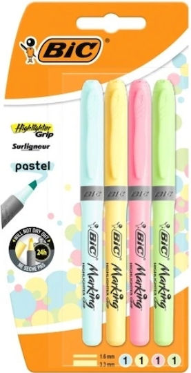 BIC Grip Pastel Textmarker 1mm Mehrfarbig 4Stück
