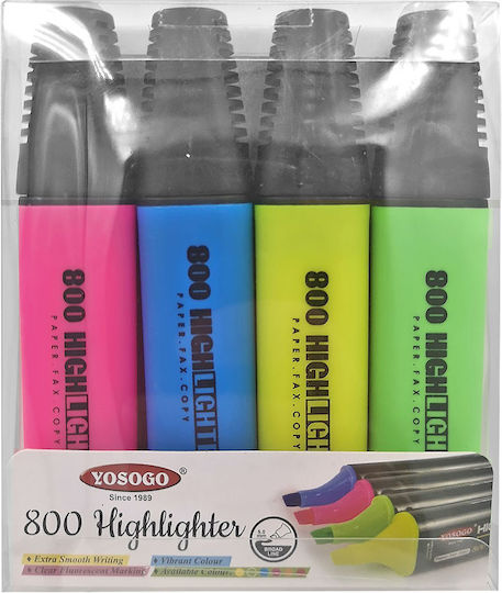 Justnote Highlighter Μαρκαδόροι Υπογράμμισης Υπογράμμισης 5mm 5mm Σετ 4 χρώματα
