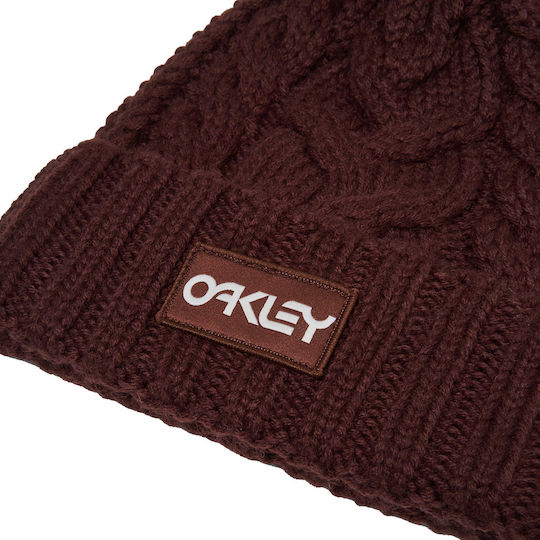 Harper Pom Beanie Beanie Knitted in Brown color