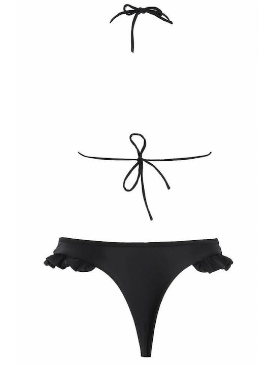 Luigi Padded Bikini Set Triangle Top & String Bottom BLACK