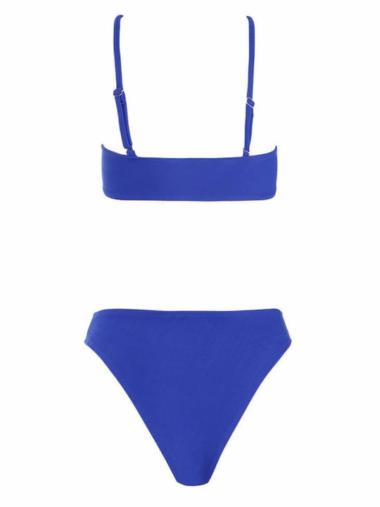 Luigi Padded Sport Bikini Set Top & Slip Bottom with Adjustable Straps Blue