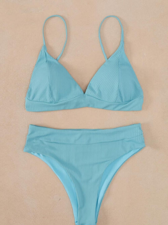 Gigi Set Bikini Τριγωνάκι & Brazil Ψηλόμεσο Γαλαζιο