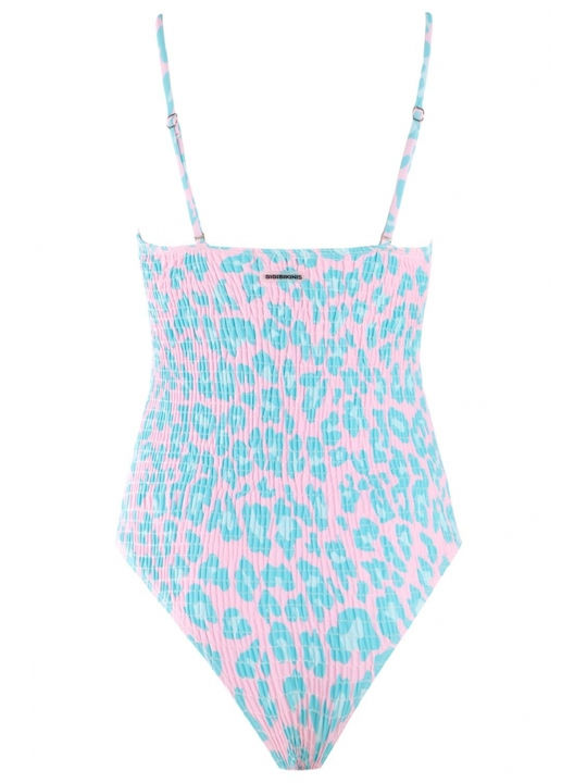 Luigi One-Piece Swimsuit with Padding Animal Print Pink