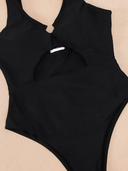 Gigi Costum De Baie Întreg Negru Cu Decupaje