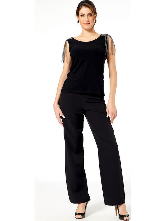 Women's Sleeveless Black Blouse