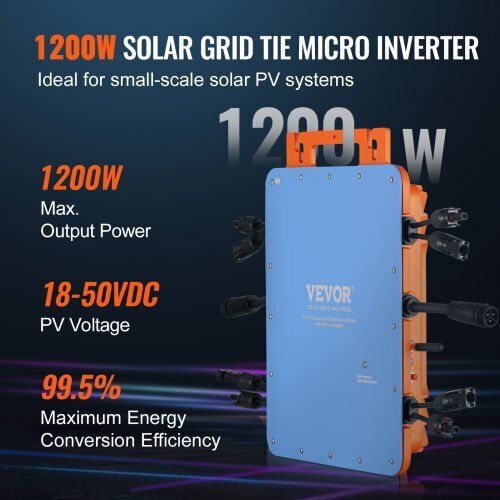 Vevor Ηλιακός Μικρομετατροπέας Δικτύου 1200w Αδιάβροχος Ip67 App Wifi Ip67wxbwnbq1t6bl4v2