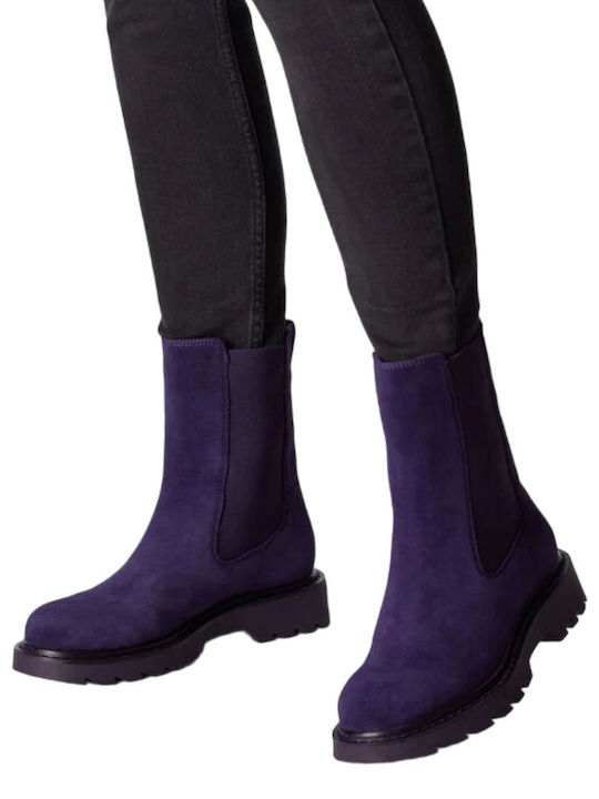 Tamaris Leather Women's Chelsea Boots Purple