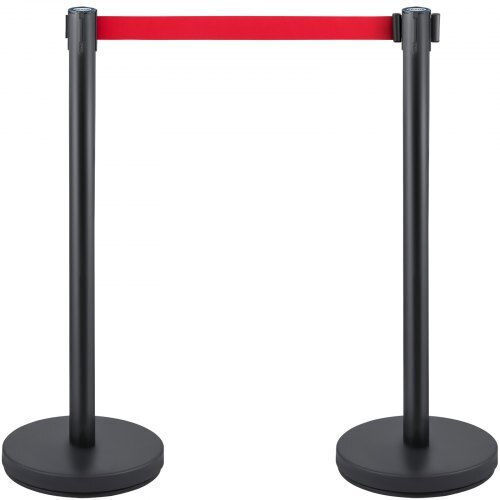 Vevor Crowd Control Barrier Set 6 Pieces Red Belt 2m Black Easy Assembly
