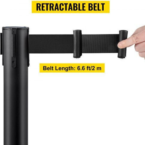 Set of 4 Crowd Control Posts Vevor Black Belt 2m Glzhshdjtzgt4hkjuv0