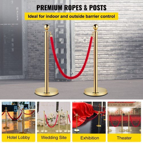 Velvet Ropes & Gold Posts Vevor 1.5m 4pcs Tdzqthrsglzj4238fv0