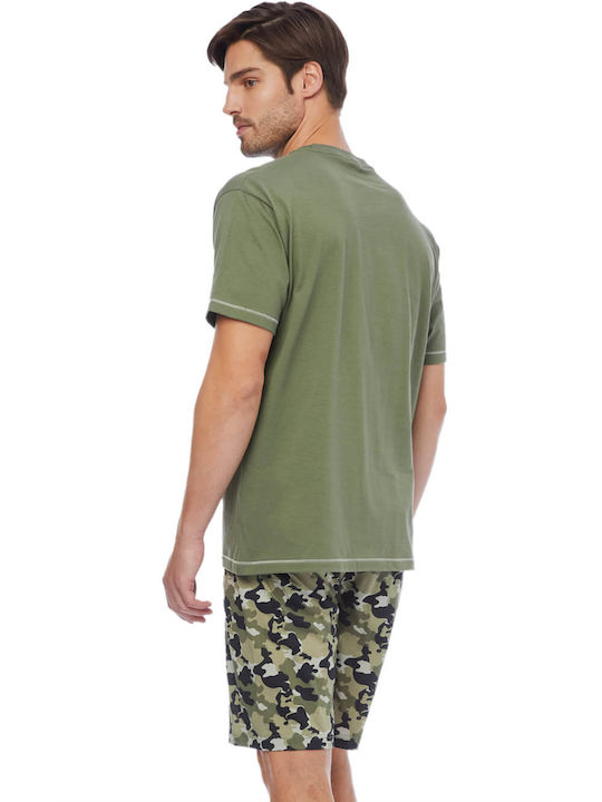 Minerva Men's Summer Cotton Pajamas Set Khaki