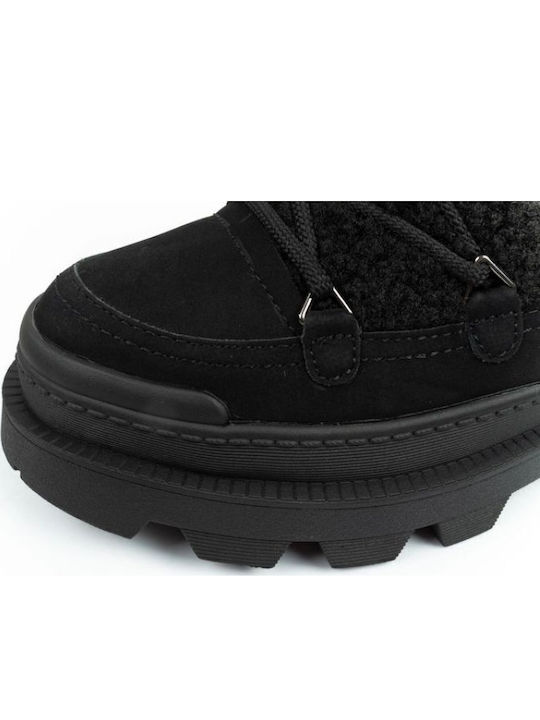 Leather Snow Boots with Fur Black
