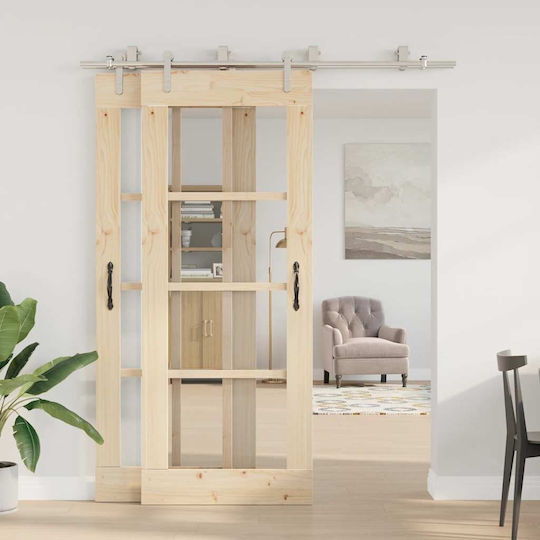 vidaXL Sliding Door Mechanism for Middle Door 183cm Silver